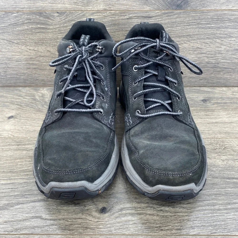 Skechers Hiking Boots Mens 9 Black Water Repellent Goodyear Relaxed Fit 204454